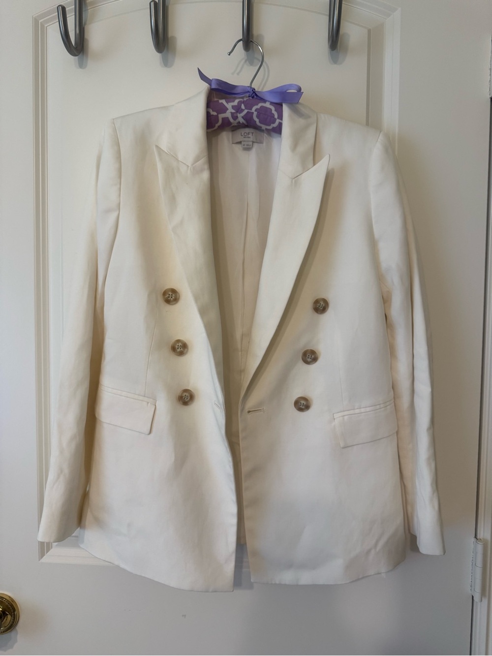 LOFT Ivory Double Breasted Blazer 4P